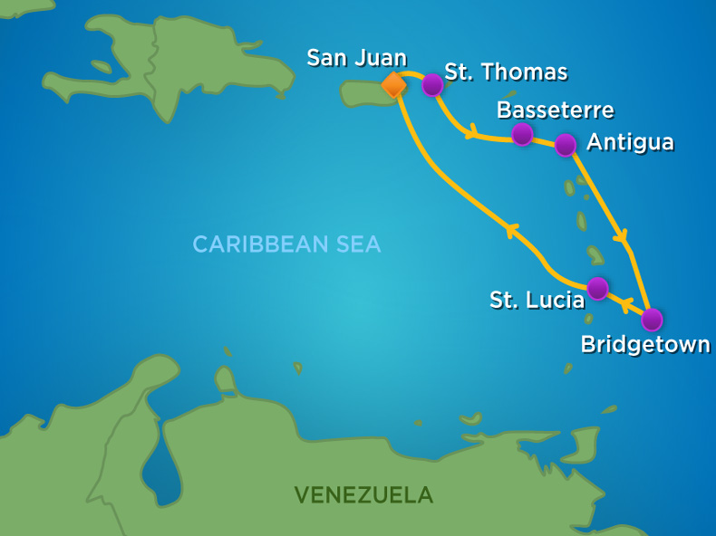 Itinerariu Croaziera Sudul Caraibelor - Royal Caribbean - Jewel of the Seas - 7 nopti