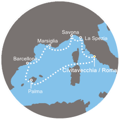 Itinerariu Croaziera Mediterana de Vest - Costa Cruises - Costa Victoria - 7 nopti