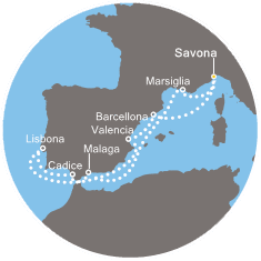 Itinerariu Croaziera Mediterana de Vest & Oc.Atlantic - Costa Cruises - Costa Favolosa - 10 nopti