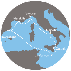 Itinerariu Croaziera Mediterana de Vest - Costa Cruises - Costa Fascinosa - 7 nopti