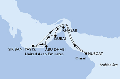 Itinerariu Croaziera Emiratele Arabe Unite - MSC Cruises - MSC Splendida - 7 nopti