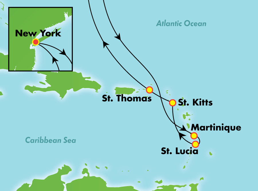 Itinerariu Croaziera Estul Caraibelor - Norwegian Cruise Line - Norwegian Gem - 10 nopti