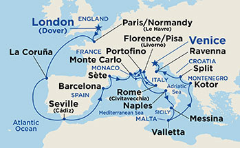 Itinerariu Croaziera Grand Europa - Princess Cruises - Pacific Princess - 24 nopti