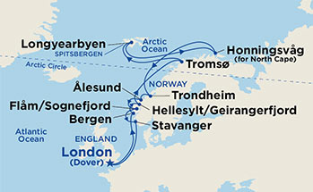 Itinerariu Croaziera Fiordurile Norvegiene, Capul Nord & Spitsbergen - Princess Cruises - Pacific Princess - 16 nopti