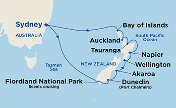 Itinerariu Croaziera Australia & Noua Zeelanda - Princess Cruises - Sun Princess - 13 nopti