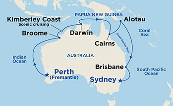 Itinerariu Croaziera Australia - Princess Cruises - Sun Princess - 17 nopti