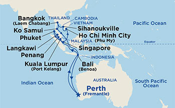 Itinerariu Croaziera Asia de Sud-est - Princess Cruises - Sun Princess - 26 nopti