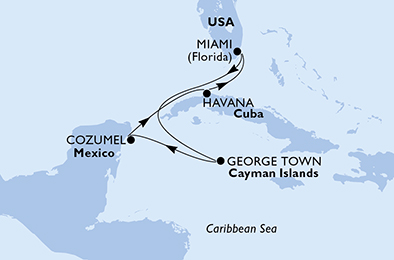 Itinerariu Croaziera Caraibe - MSC Cruises - MSC Armonia - 6 nopti