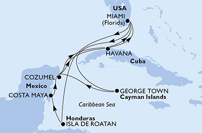 Itinerariu Croaziera Caraibe - MSC Cruises - MSC Armonia - 13 nopti
