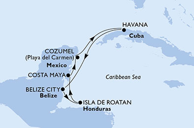Itinerariu Croaziera Caraibe - MSC Cruises - MSC Opera - 7 nopti