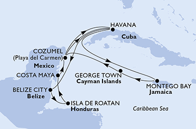 Itinerariu Croaziera Caraibe - MSC Cruises - MSC Opera - 14 nopti