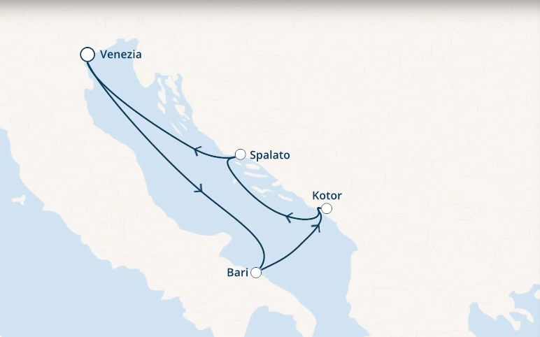 Itinerariu Croaziera Marea Adriatica - Costa Cruises - Costa Victoria - 4 nopti