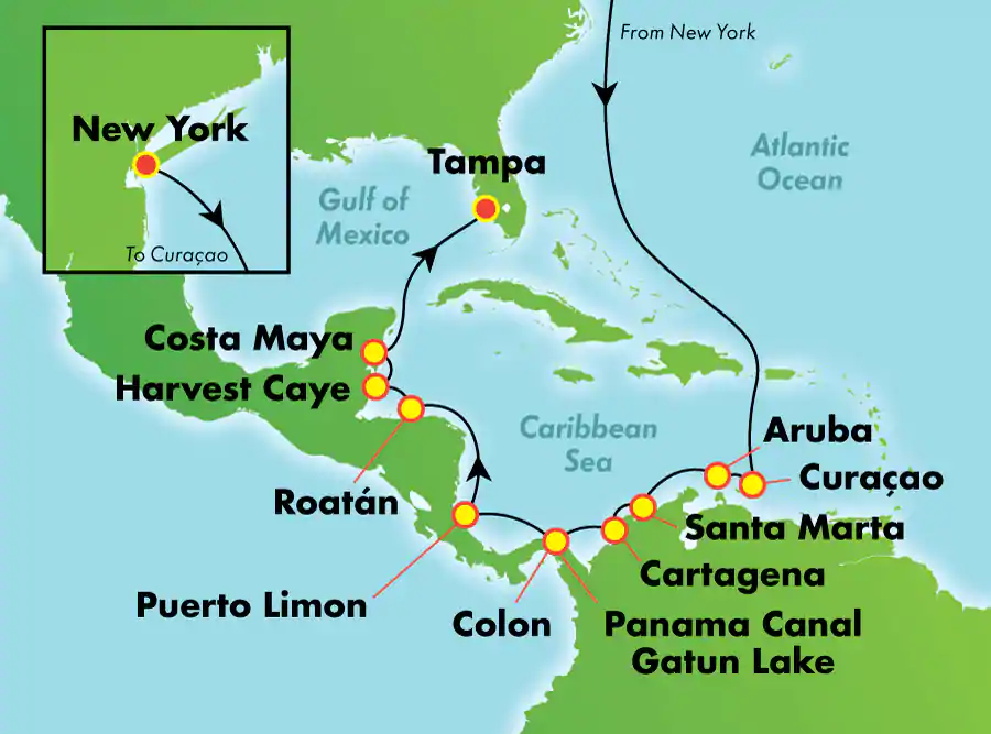 Itinerariu Croaziera Canalul Panama - Norwegian Cruise Line - Norwegian Dawn - 15 nopti