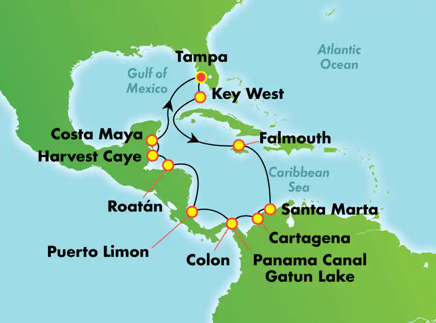 Itinerariu Croaziera Canalul Panama - Norwegian Cruise Line - Norwegian Dawn - 14 nopti