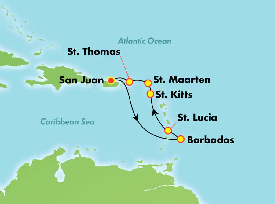 Itinerariu Croaziera Craciun & Revelion in Sudul Caraibelor - Norwegian Cruise Line - Norwegian Epic - 7 nopti