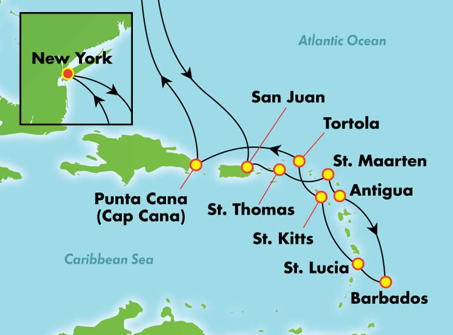 Itinerariu Croaziera Craciun & Revelion in Sudul Caraibelor - Norwegian Cruise Line - Norwegian Gem - 14 nopti