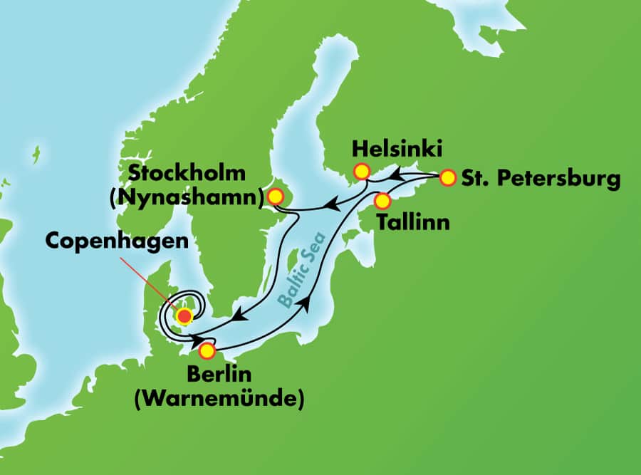Itinerariu Croaziera Capitale Baltice - Norwegian Cruise Line - Norwegian Getaway - 9 nopti