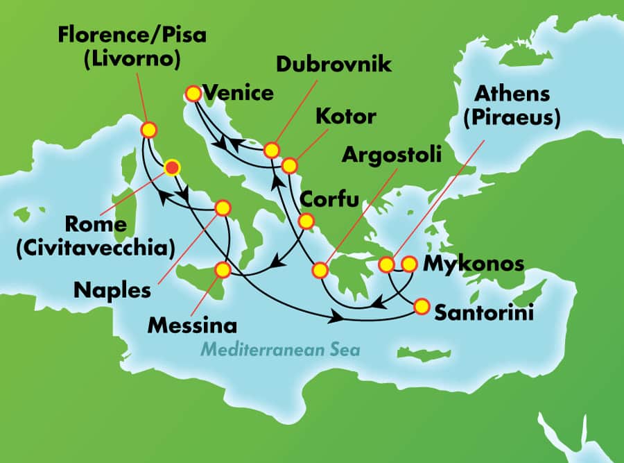 Itinerariu Croaziera Marea Mediterana  & Insulele Grecesti - Norwegian Cruise Line - Norwegian Jade - 14 nopti
