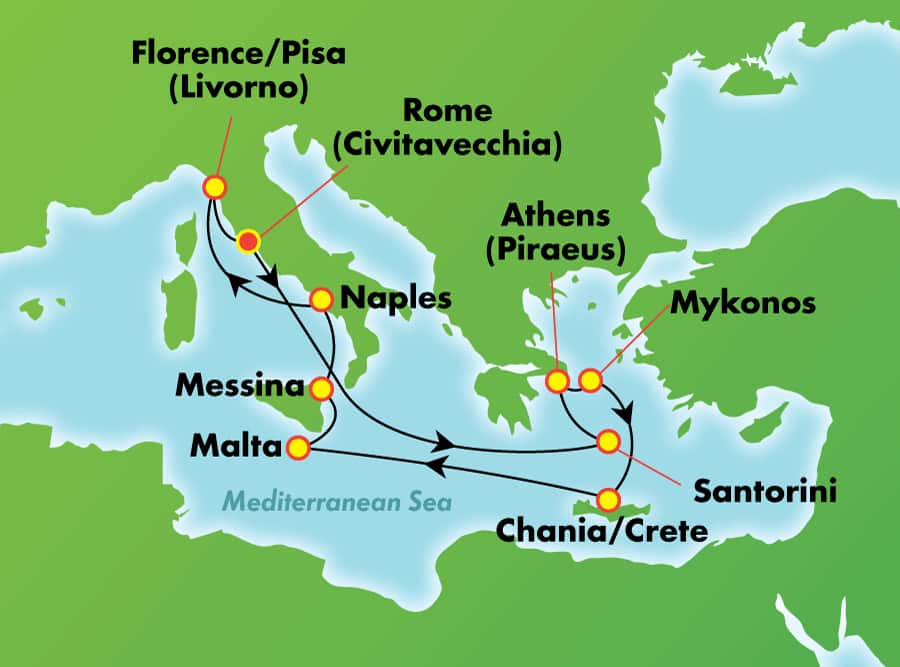 Itinerariu Croaziera Marea Mediterana  & Insulele Grecesti - Norwegian Cruise Line - Norwegian Jade - 10 nopti