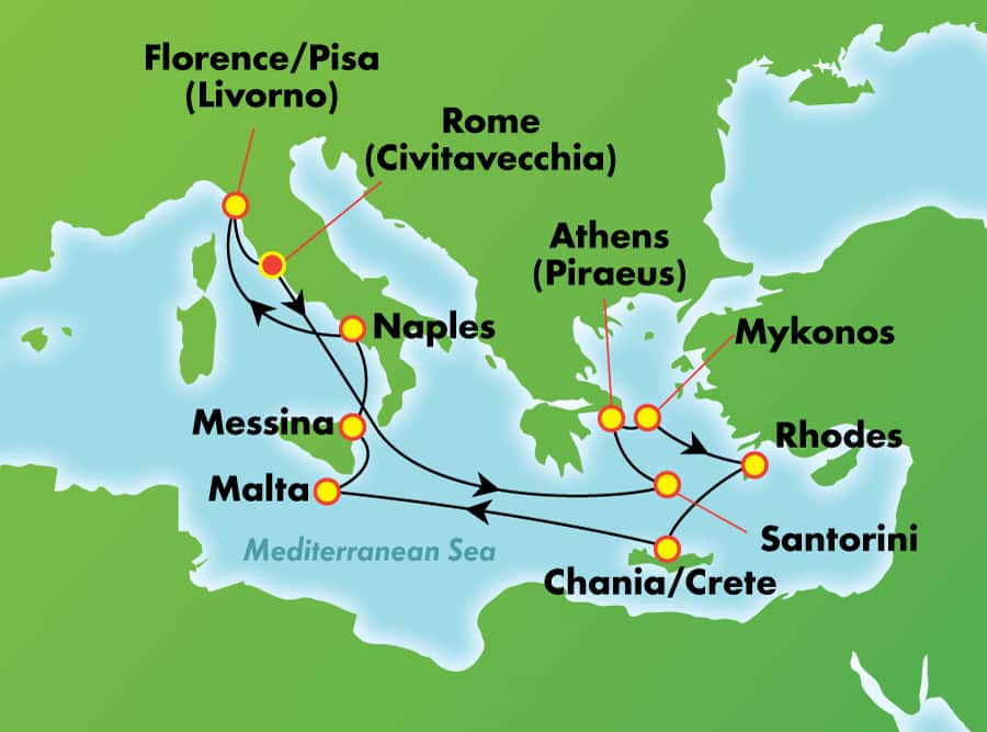 Itinerariu Croaziera Marea Mediterana  & Insulele Grecesti - Norwegian Cruise Line - Norwegian Jade - 11 nopti