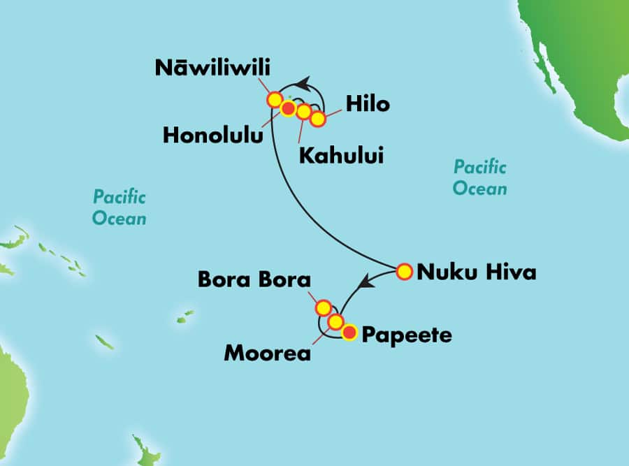 Itinerariu Croaziera Hawaii & Polinezia Franceza - Norwegian Cruise Line - Norwegian Jewel - 13 nopti