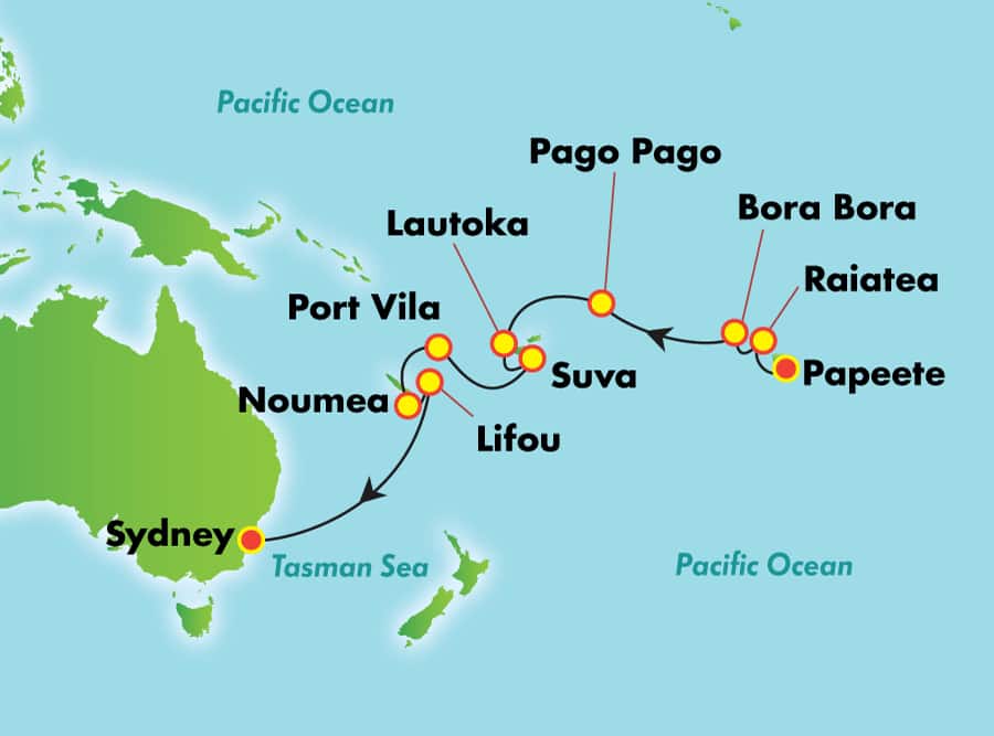 Itinerariu Croaziera Pacificul de Sud - Norwegian Cruise Line - Norwegian Jewel - 17 nopti