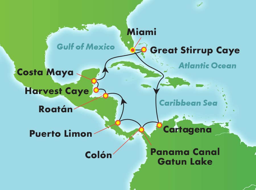 Itinerariu Croaziera Canalul Panama - Norwegian Cruise Line - Norwegian Pearl - 12 nopti