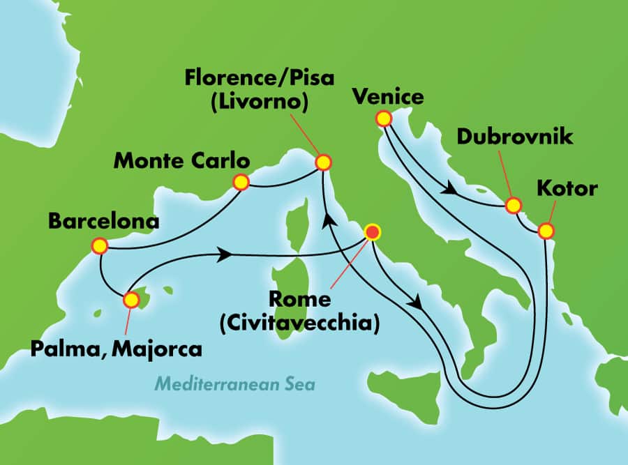 Itinerariu Croaziera Craciun & Revelion in Mediterana de Vest & Marea Adriatica - Norwegian Cruise Line - Norwegian Spirit - 12 nopti