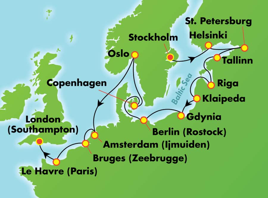 Itinerariu Croaziera Tarile Nordice - Norwegian Cruise Line - Norwegian Spirit - 15 nopti