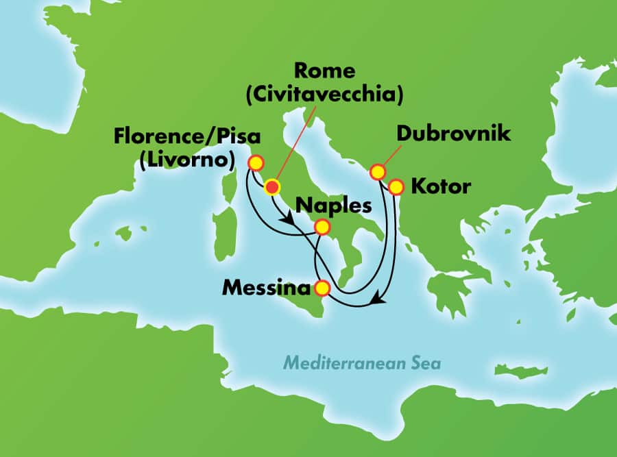 Itinerariu Croaziera Italia & Croatia - Norwegian Cruise Line - Norwegian Spirit - 7 nopti