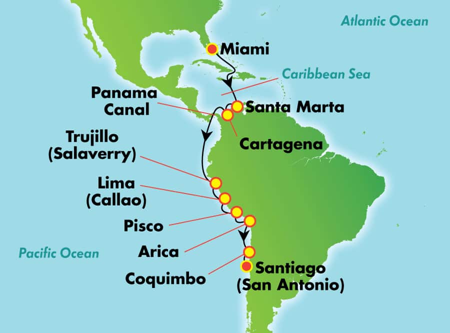 Itinerariu Croaziera America de Sud - Norwegian Cruise Line - Norwegian Star - 15 nopti