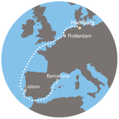 Itinerariu Croaziera Repozitionare Hamburg spre Barcelona - Costa Cruises - Costa Smeralda - 9 nopti