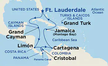 Itinerariu Croaziera Canalul Panama - Princess Cruises - Caribbean Princess - 10 nopti