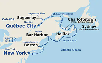 Itinerariu Croaziera Canada & Noua Anglie - Princess Cruises - Caribbean Princess - 10 nopti