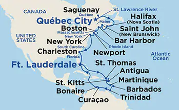 Itinerariu Croaziera Caraibe & Noua Anglie - Princess Cruises - Caribbean Princess - 27 nopti