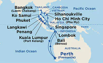 Itinerariu Croaziera Sud-estul Asiei - Princess Cruises - Sun Princess - 26 nopti