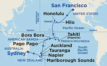 Itinerariu Croaziera Hawaii, Tahiti & Pacificul de Sud - Princess Cruises - Golden Princess - 26 nopti