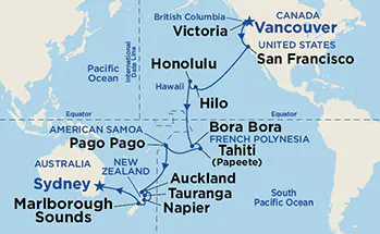 Itinerariu Croaziera Hawaii, Tahiti & Pacificul de Sud - Princess Cruises - Golden Princess - 29 nopti