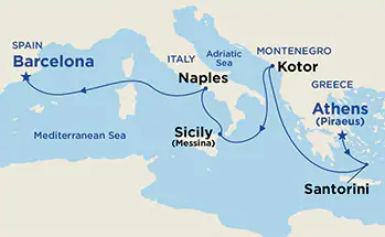 Itinerariu Croaziera Marea Mediterana & Marea Adriatica - Princess Cruises - Emerald Princess - 7 nopti