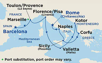 Itinerariu Croaziera Grand Mediterana - Princess Cruises - Emerald Princess - 11 nopti