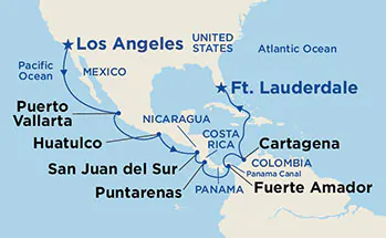 Itinerariu Croaziera Canalul Panama - Princess Cruises - Emerald Princess - 15 nopti