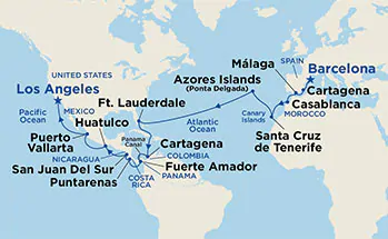 Itinerariu Croaziera Transatlantic & Canalul Panama - Princess Cruises - Emerald Princess - 29 nopti