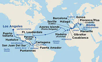 Itinerariu Croaziera Grand Voiaj - Princess Cruises - Emerald Princess - 37 nopti