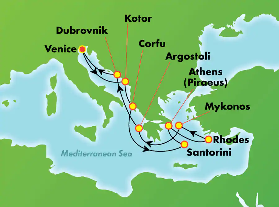Itinerariu Croaziera Insulele Grecesti - Norwegian Cruise Line - Norwegian Dawn - 9 nopti