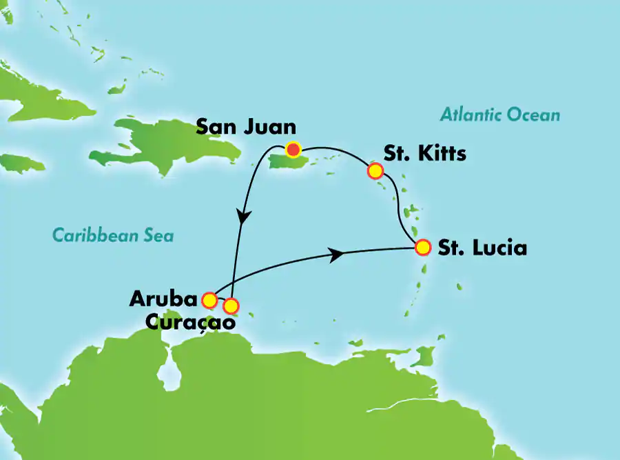 Itinerariu Croaziera Craciun in Sudul Caraibelor - Norwegian Cruise Line - Norwegian Epic - 7 nopti