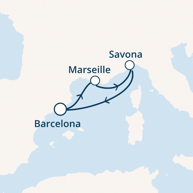 Itinerariu Croaziera Mediterana de Vest - Costa Cruises - Costa Magica - 3 nopti