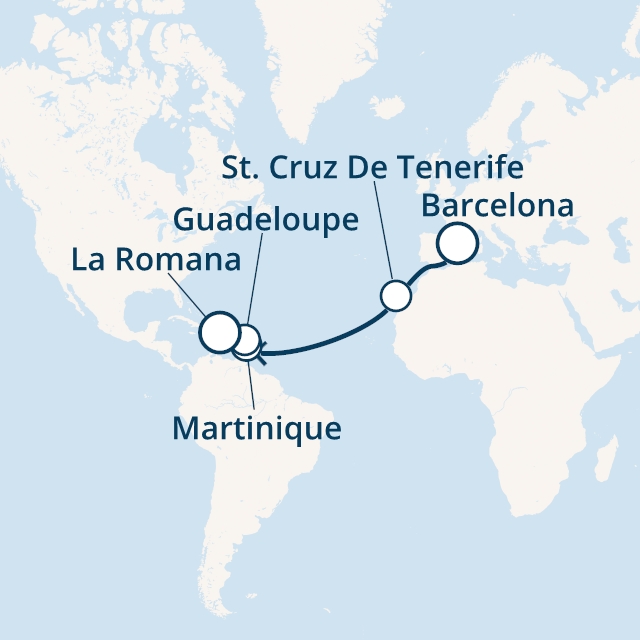 Itinerariu Croaziera Transatlantic Barcelona spre La Romana - Costa Cruises - Costa Magica - 13 nopti