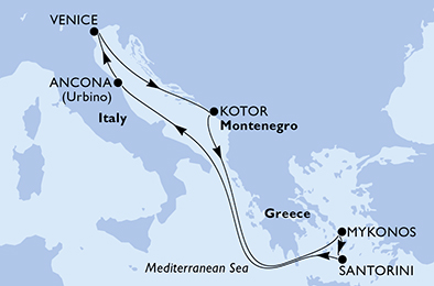 Itinerariu Croaziera Marea Adriatica & Insulele Grecesti - MSC Cruises - MSC Lirica - 7 nopti