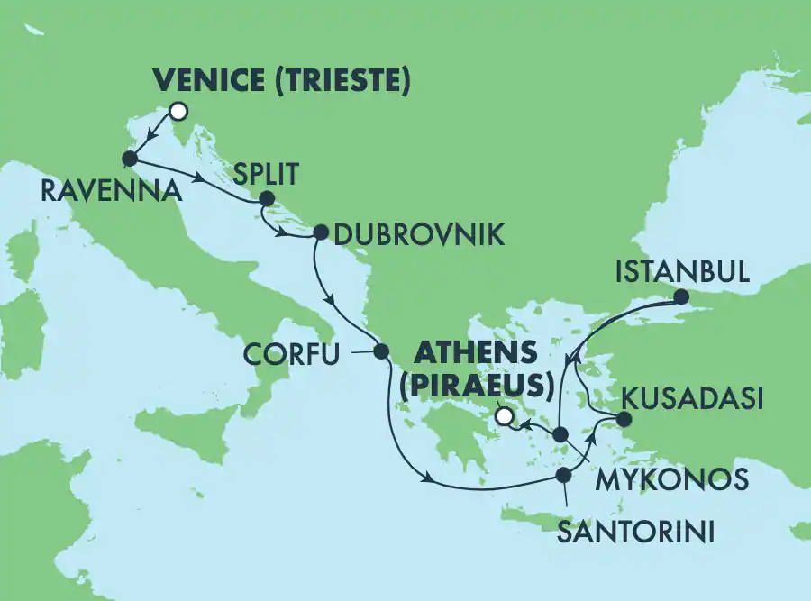 Itinerariu Croaziera Marea Adriatica & Insulele Grecesti - Norwegian Cruise Line - Norwegian Viva - 9 nopti