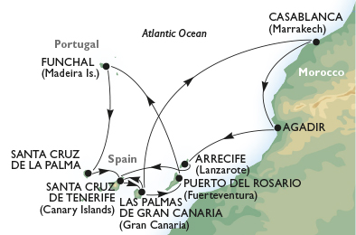 Itinerariu Croaziera Insulele Canare & Maroc - MSC Cruises - MSC Armonia - 13 nopti